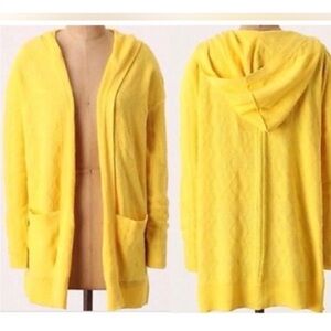 Anthropologie Sparrow linen blend pointelle knit hooded cardigan sweater M